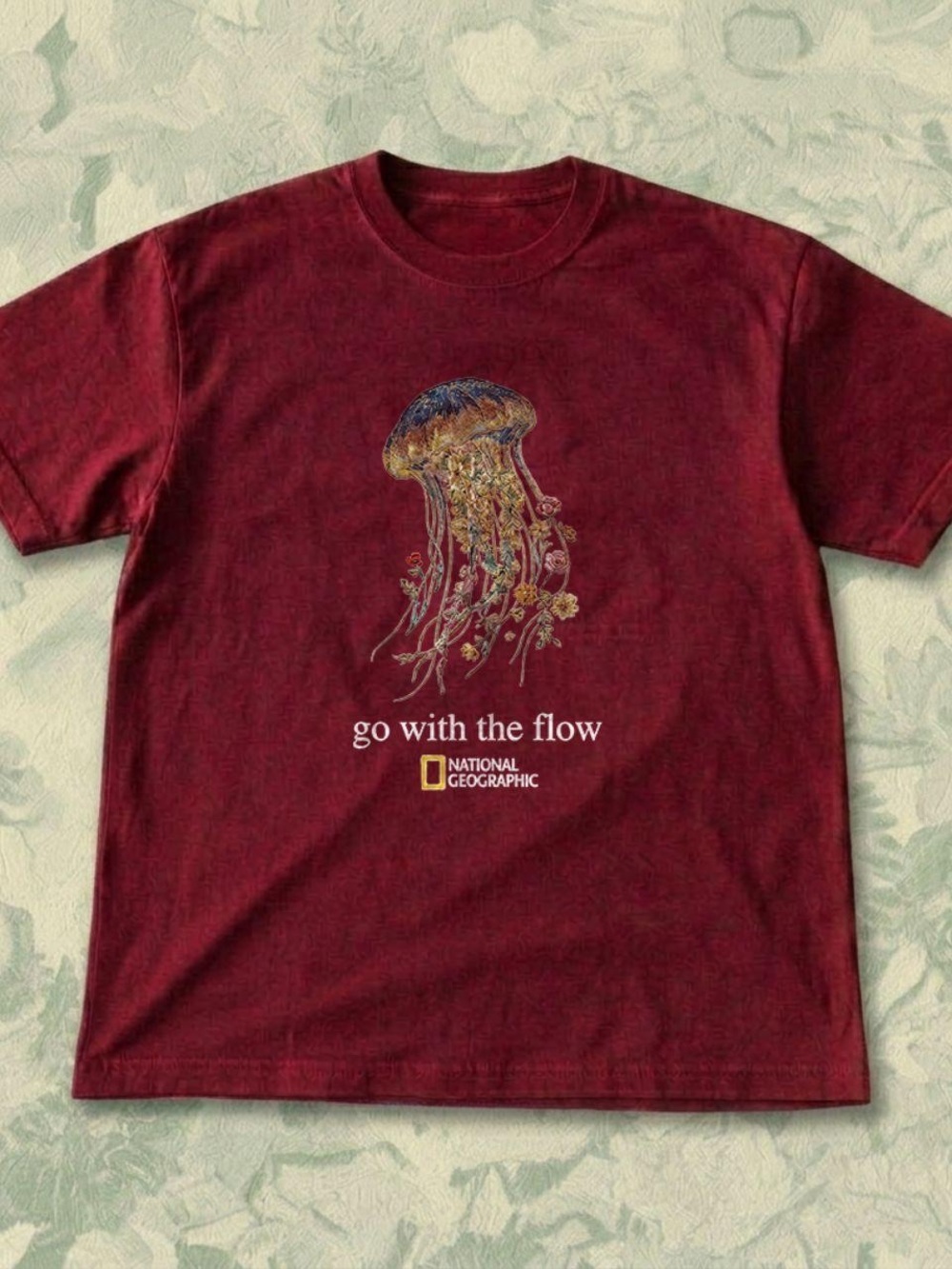 Antique cherry red Jellyfish 'Go With The Flow' Tee
